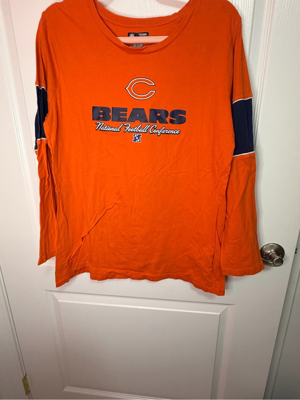 NFL Orange Long-Sleeve Bears Tee with Navy Accents